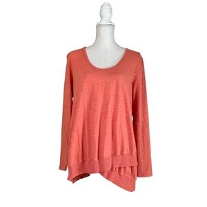 SOFT SURROUNDINGS WOMENS CHALKY ORANGE LONG SLEEVE CASUAL TOP SIZE LARGE